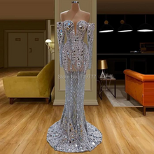 Charger l&#39;image dans la galerie, Illusion Full Beaded Evening Dress Handmade Pearls Crystals
