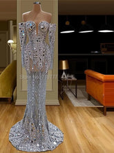 Cargar imagen en el visor de la galería, Beaded Evening Dress Handmade Pearls Crystals
