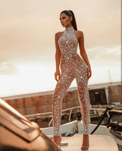 Load image into Gallery viewer, High Collar Crystal Sleeveless Jumpsuit Beaded
