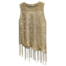 Load image into Gallery viewer, Sexy Shiny Gold Silver Knitted Top
