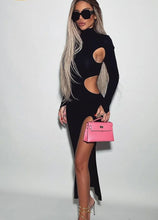 Load image into Gallery viewer, Bodycon Black Knit Dress Elegant
