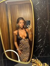将图片加载到图库查看器，Elegant Women Halter Lace Leopard
