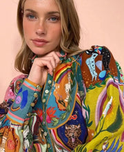 Load image into Gallery viewer, A-line Vintage Printed Lantern Long Sleeve
