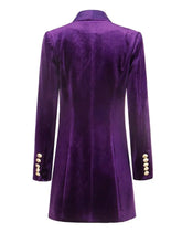 Load image into Gallery viewer, Elegant Slim Purple Velvet Blazer Dress
