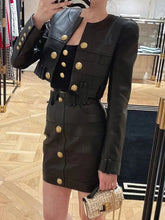 Загрузить изображение в средство просмотра галереи, Black PU Leather Jacket Skirt 2024
