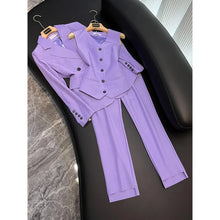 Cargar imagen en el visor de la galería, Lavender Elegant Pure Color Blazer 3 Pcs Set
