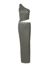 تحميل الصورة في معرض عارض ، Sexy Matching Suit Striped Print Set
