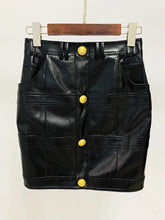 将图片加载到图库查看器，Black PU Leather Jacket Skirt 2024
