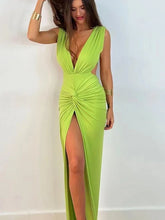 Load image into Gallery viewer, Slit Backless Maxi Dress
