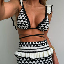 Cargar imagen en el visor de la galería, Striped Knitted Beach Skirt Sets
