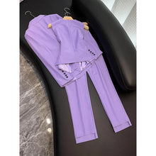 将图片加载到图库查看器，Lavender Elegant Pure Color Blazer 3 Pcs Set
