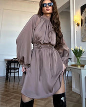 Load image into Gallery viewer, Loose Brown Satin Women Dress 2024
