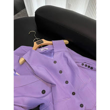 Load image into Gallery viewer, Lavender Elegant Pure Color Blazer 3 Pcs Set
