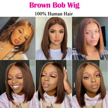 Load image into Gallery viewer, Chocolate Brown Short Bob Wig 13x4 Lace Frontal
