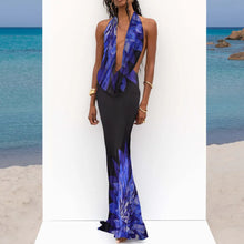 تحميل الصورة في معرض عارض ، Mesh See Through Beach Dress Women Blue
