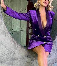 Cargar imagen en el visor de la galería, Elegant Slim Purple Velvet Blazer Dress
