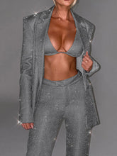 Load image into Gallery viewer, Shiny Suit Coat Long Pants Set
