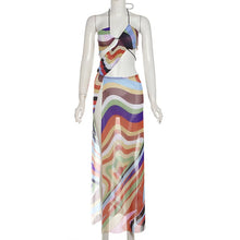 Charger l&#39;image dans la galerie, Colorful Striped Print Sheer Mesh Holiday
