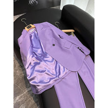 将图片加载到图库查看器，Lavender Elegant Pure Color Blazer 3 Pcs Set
