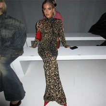 تحميل الصورة في معرض عارض ، Leopard Print Sexy Maxi Dress Bodycon
