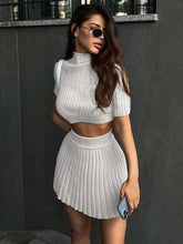 Load image into Gallery viewer, Knitted Skirt Short Sleeve Set
