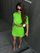 Load image into Gallery viewer, Knitted Skirt Short Sleeve Set
