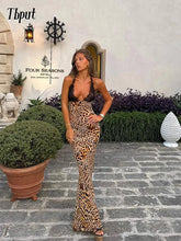 将图片加载到图库查看器，Elegant Women Halter Lace Leopard
