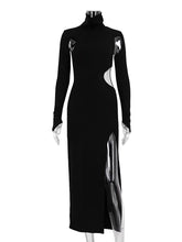 Cargar imagen en el visor de la galería, Bodycon Black Knit Dress Elegant
