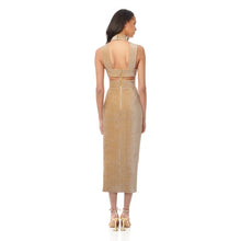 Load image into Gallery viewer, Sexy Gold Halter Hollow Out Split Bodycon
