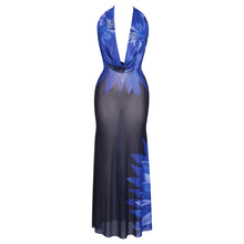 Load image into Gallery viewer, Mesh See Through Beach Dress Women Blue
