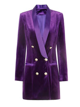 将图片加载到图库查看器，Elegant Slim Purple Velvet Blazer Dress
