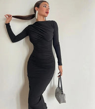 Load image into Gallery viewer, Elegant Ruched Long Bodycon Dress
