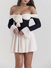 Load image into Gallery viewer, Elegant Off Shoulder Patchwork Bodycon
