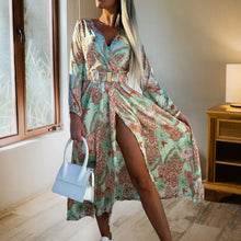 Загрузить изображение в средство просмотра галереи, Sexy V Neck Slit Midi Dress Woman Spring
