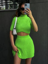 Cargar imagen en el visor de la galería, Knitted Skirt Short Sleeve Set
