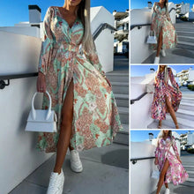 Load image into Gallery viewer, Sexy V Neck Slit Midi Dress Woman Spring
