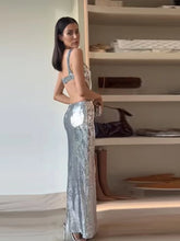 Load image into Gallery viewer, Sexy Sling Backless Silvery Maxi
