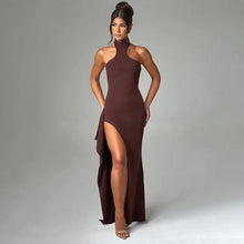 Load image into Gallery viewer, Halter Side Split Maxi Dress Gown Club
