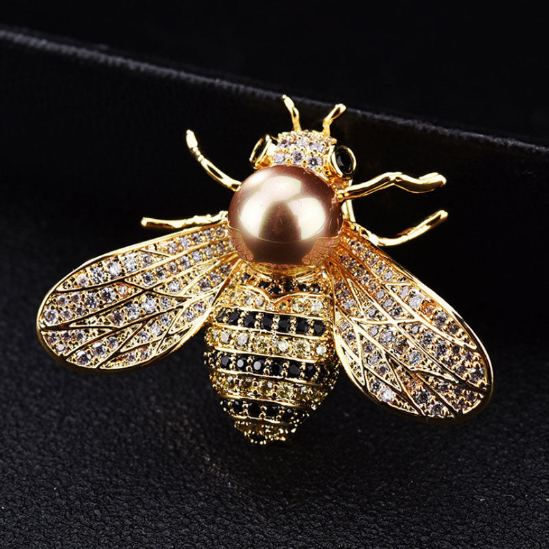 Broches de abejas de alta moda con diamantes de imitación