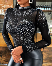 Cargar imagen en el visor de la galería, Sexy Glitter Shiny Rhinestone Bodycon Bodysuit
