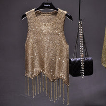 Charger l&#39;image dans la galerie, Sexy Shiny Gold Silver Knitted Top
