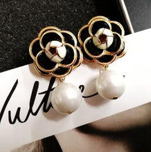 Load image into Gallery viewer, Famous Design Golden Camellia Flower  Pearl   Stud Earring For Women Trendy Jewelry
