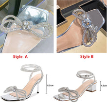 تحميل الصورة في معرض عارض ، Star Style Crystal Women Sandals Luxury Rishones Bowknot Summer Wedding Shoes High High Cladiator Sandals Party Prom Shoes
