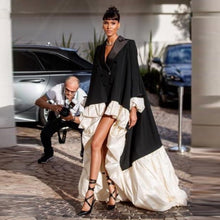 Load image into Gallery viewer, Runway High Low Black Ivory w/ Train
