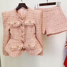 Load image into Gallery viewer, HIGH QUALITY Tweed Jacket Shorts Set
