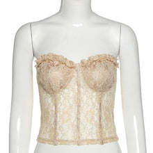 Charger l&#39;image dans la galerie, En dentelle Mesh patchwork féminin corset top
