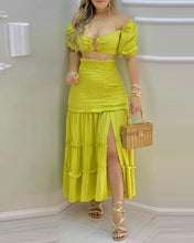 Загрузить изображение в средство просмотра галереи, 2021 Women Summer Solid Yellow Sexy O-Ring 2PCS Female Cloth - Jane&#39;s Island
