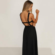 Load image into Gallery viewer, 2021 New Slip Black Backless Maxi Dress Vintage - Jane&#39;s Island
