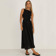 Load image into Gallery viewer, 2021 New Slip Black Backless Maxi Dress Vintage - Jane&#39;s Island
