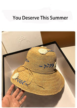 Cargar imagen en el visor de la galería, Sombrero de paja Flores de bordado de verano femenino
